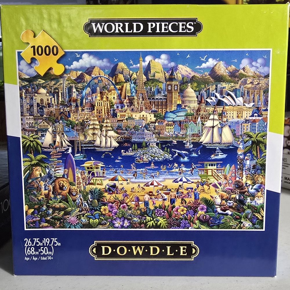 🧡B2G1 EUC 1000 piece puzzle world beach city wonders monuments 68cm x 50cm